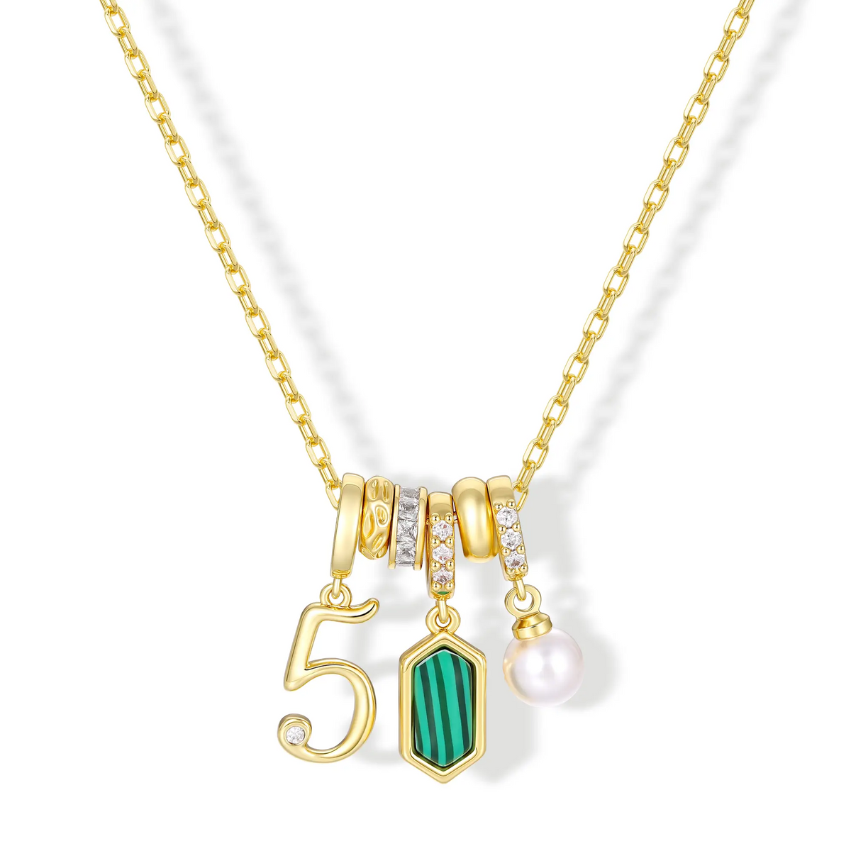 Numeric Birthstone Charm Necklace