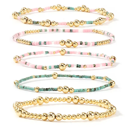 5pc Boho Beaded Bracelets