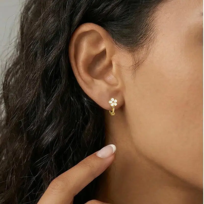 Daisy Flower Hoop Earrings