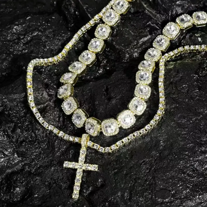 2pc Cross Diamond Necklace Set