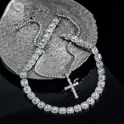 2pc Cross Diamond Necklace Set
