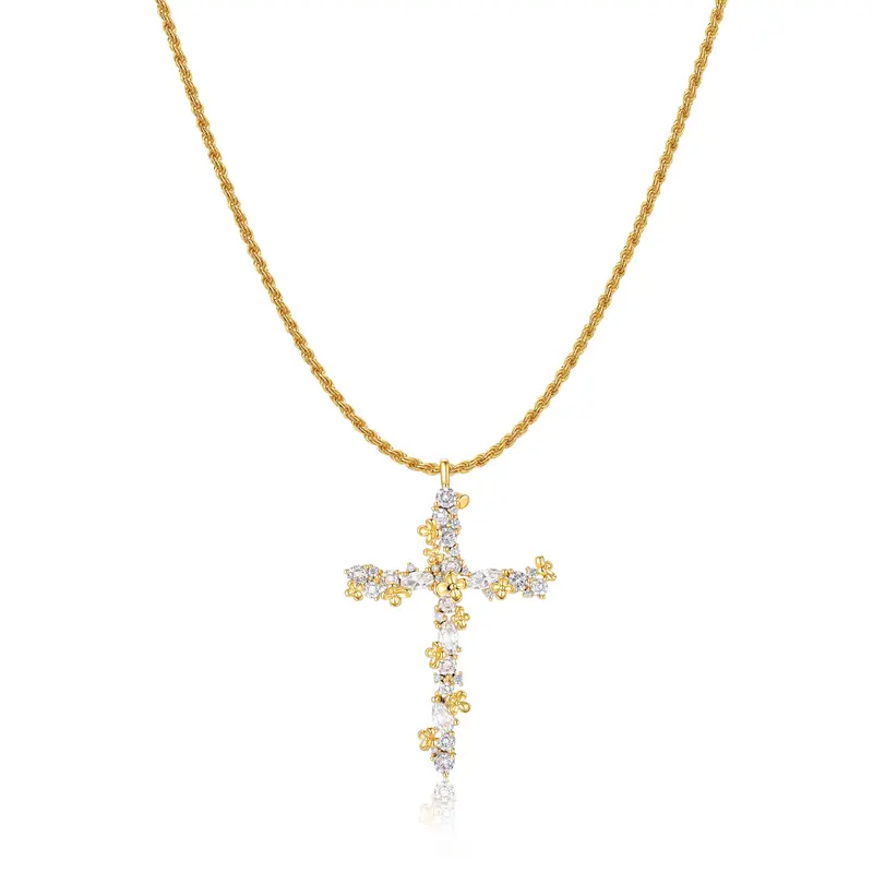 Twisted Petals Cross Necklace
