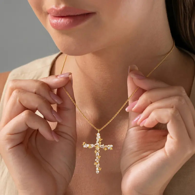 Twisted Petals Cross Necklace