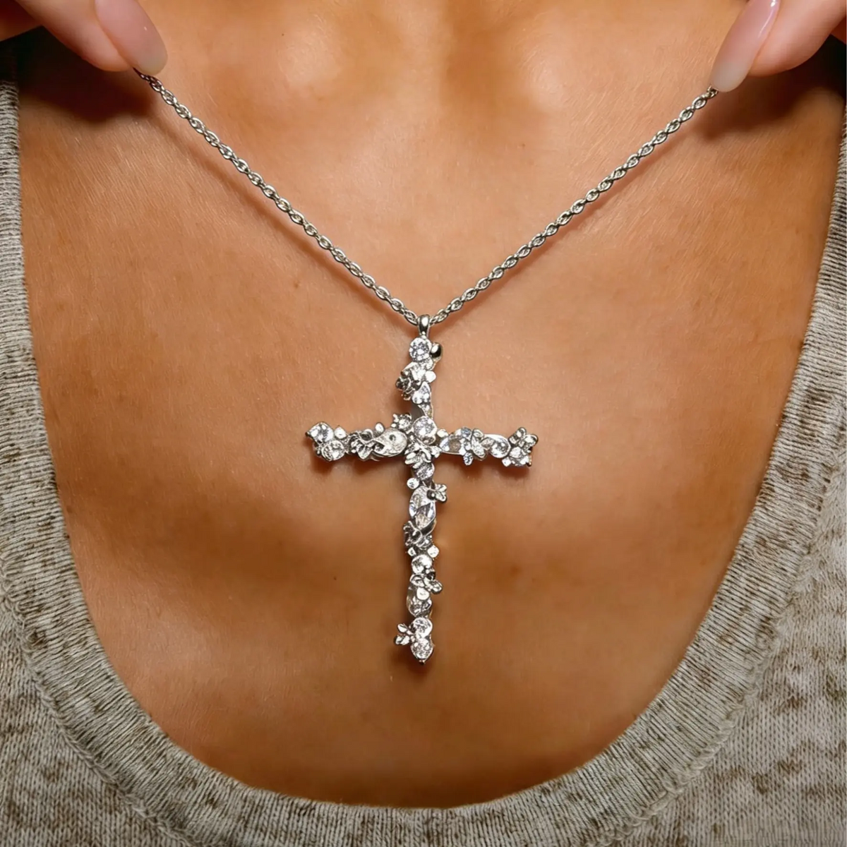Twisted Petals Cross Necklace