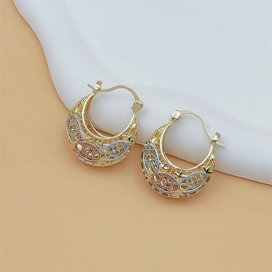 Tri-Color Evil Eye Hoop Earrings