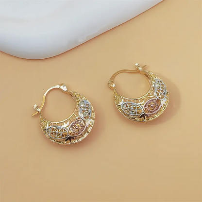 Tri-Color Evil Eye Hoop Earrings