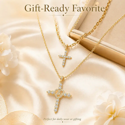 2pc Elegant Cross Initial Necklace Set