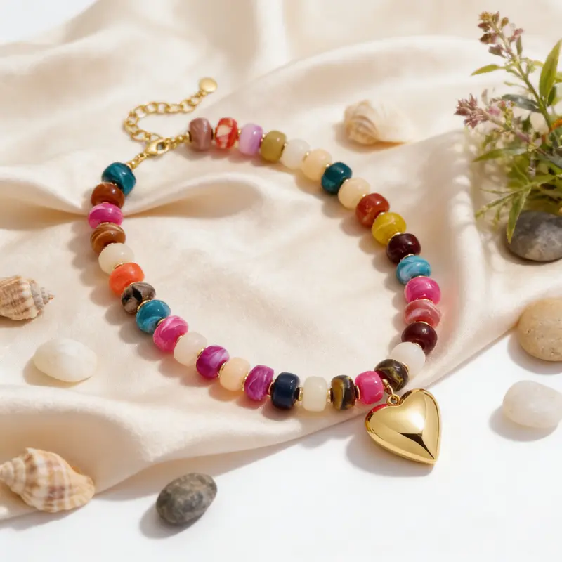Chunky Colorful Heart Necklace