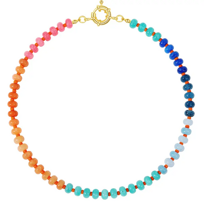 Boho Beaded Stone Necklace
