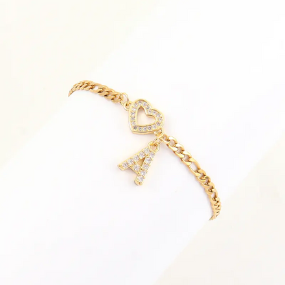 Heart Initial Bracelet