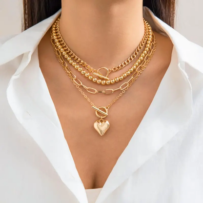 Love Heart Stackable Necklace Set