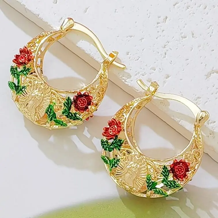 Floral Hoop Earrings