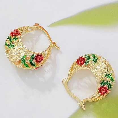 Floral Hoop Earrings