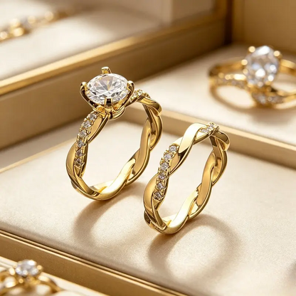 2pc Twisted Band Ring Set