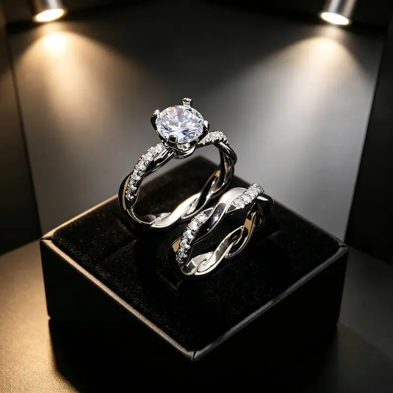2pc Twisted Band Ring Set