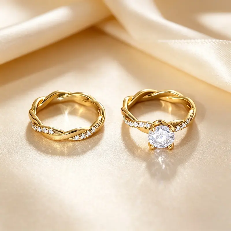 2pc Twisted Band Ring Set