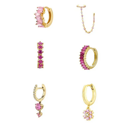 Pink Diamond Earring Set