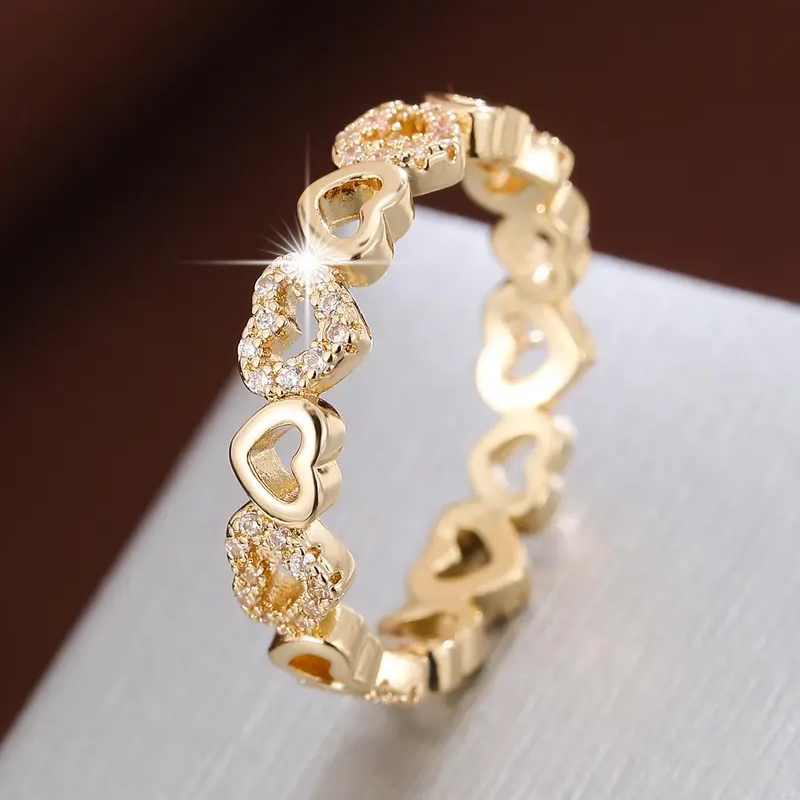 Hollow Heart Rhinestone Ring