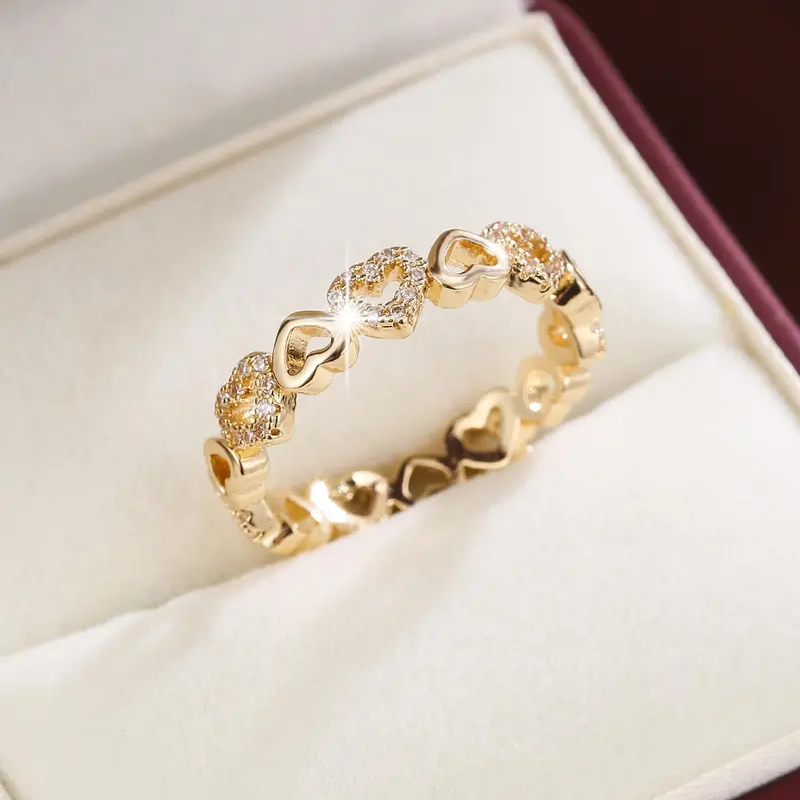 Hollow Heart Rhinestone Ring