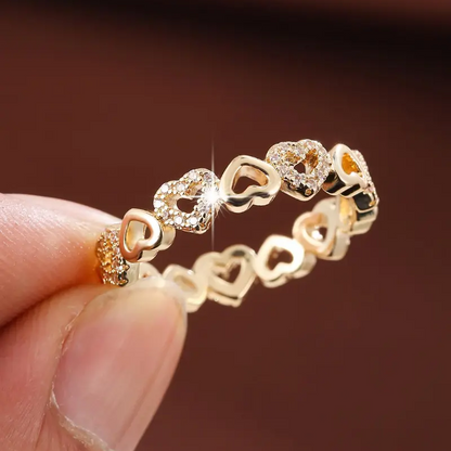 Hollow Heart Rhinestone Ring