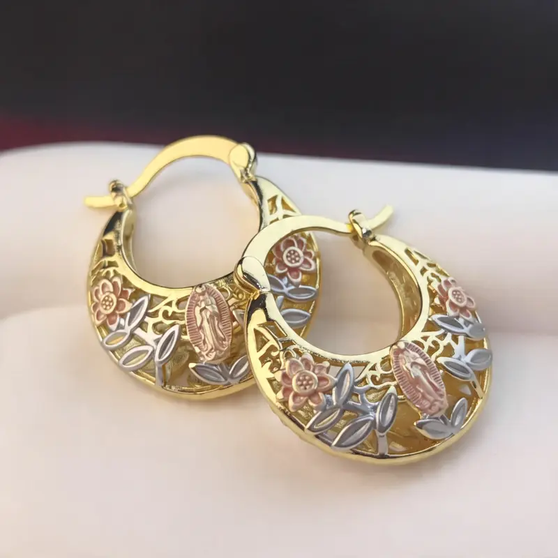Hollow Floral Hoop Earrings
