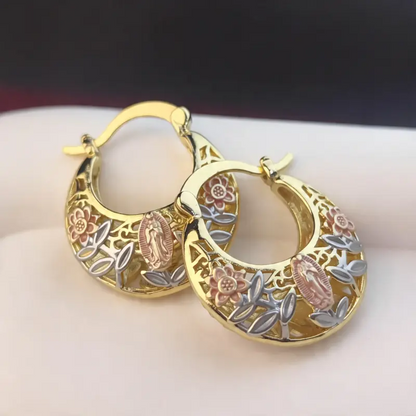 Hollow Floral Hoop Earrings
