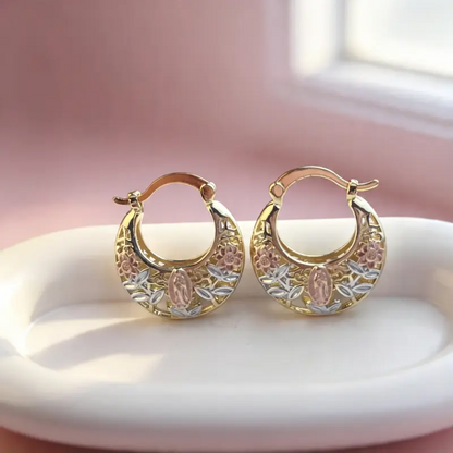 Hollow Floral Hoop Earrings