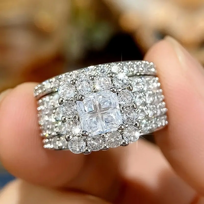 2pc Elegant Pave Stacking Rings