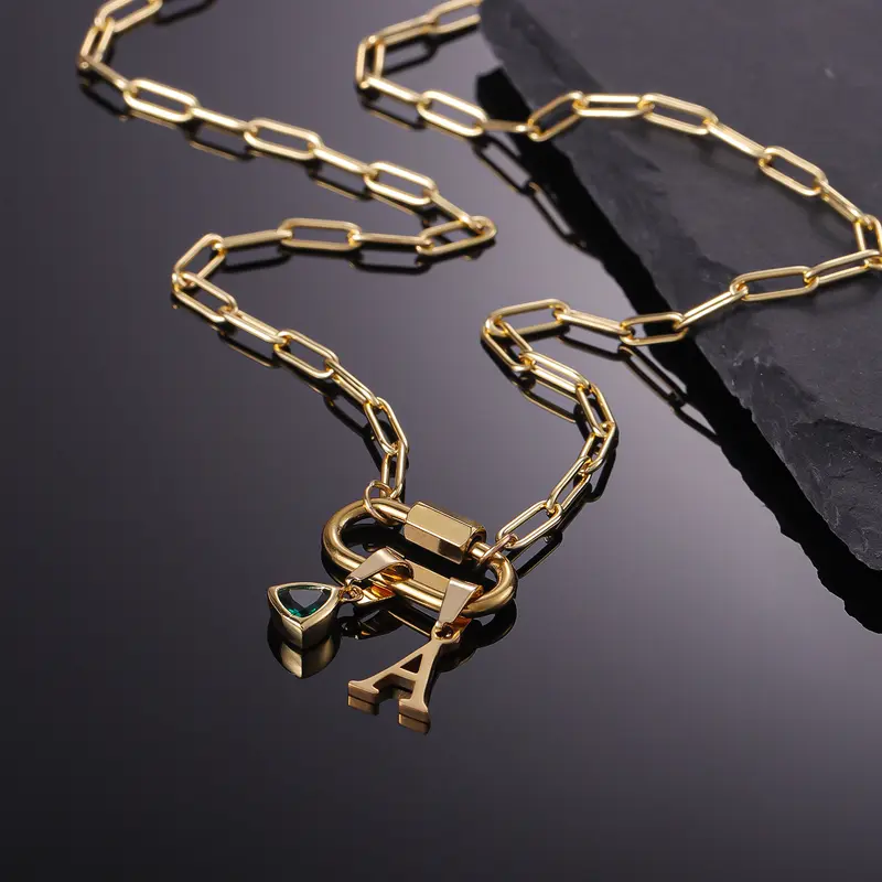 Personalized Carabiner Lock Initial Necklace