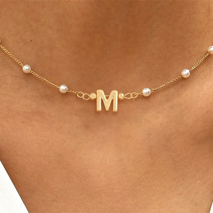 Elegant Pearl Letter Necklace