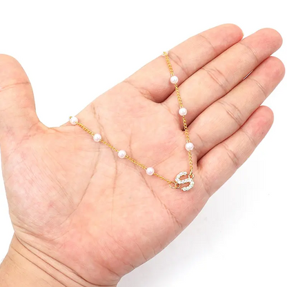 Elegant Pearl Letter Necklace