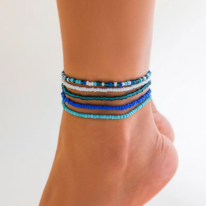 Beaded Colorful Layered Anklet Set