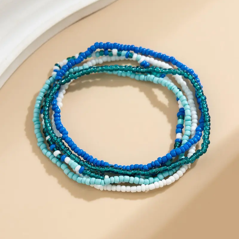 Beaded Colorful Layered Anklet Set