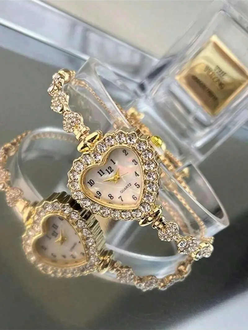 Heart Shaped Rhinestone Quartz Watch