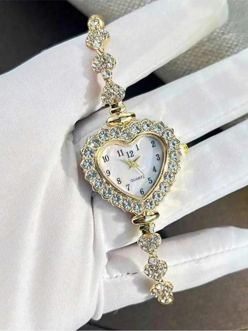 Heart Shaped Rhinestone Quartz Watch