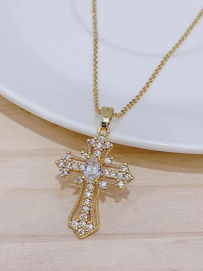 Rhinestone Cross Necklace