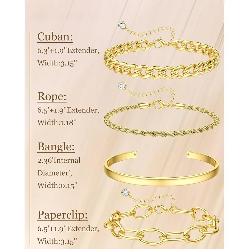 4pc Chunky Stackable Bracelets