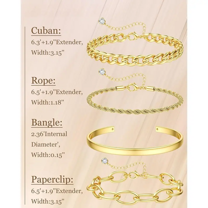 4pc Chunky Stackable Bracelets