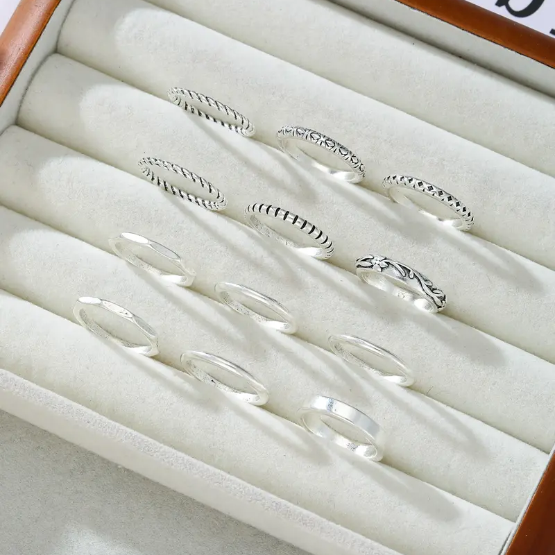 12pc Boho Floral Ring Stack