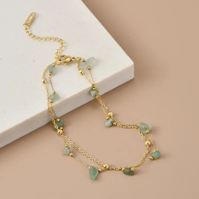 Double Layer Natural Stone Anklet
