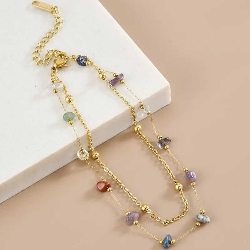 Double Layer Natural Stone Anklet