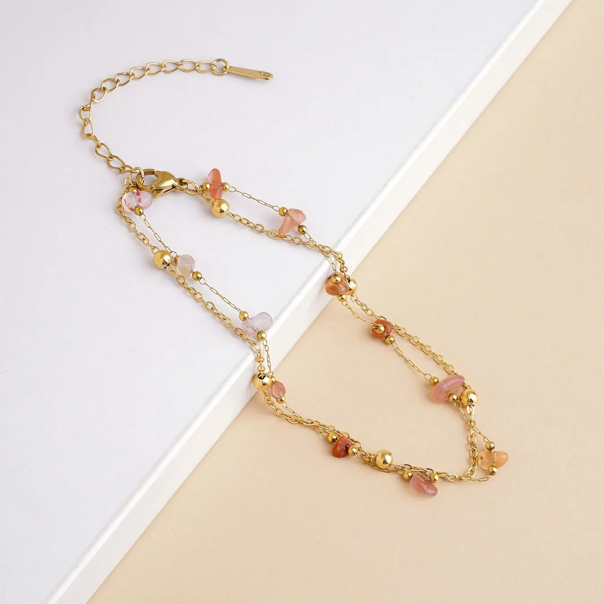 Double Layer Natural Stone Anklet