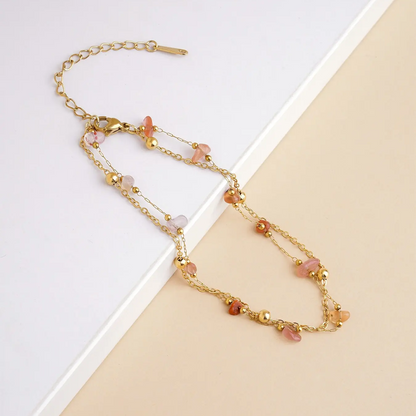 Double Layer Natural Stone Anklet