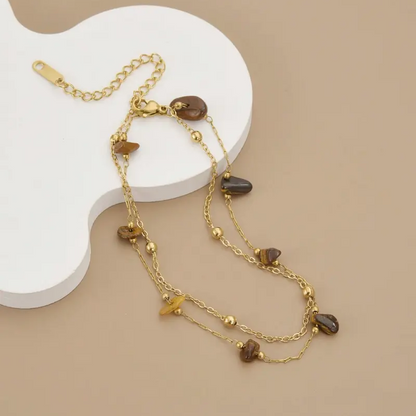 Double Layer Natural Stone Anklet