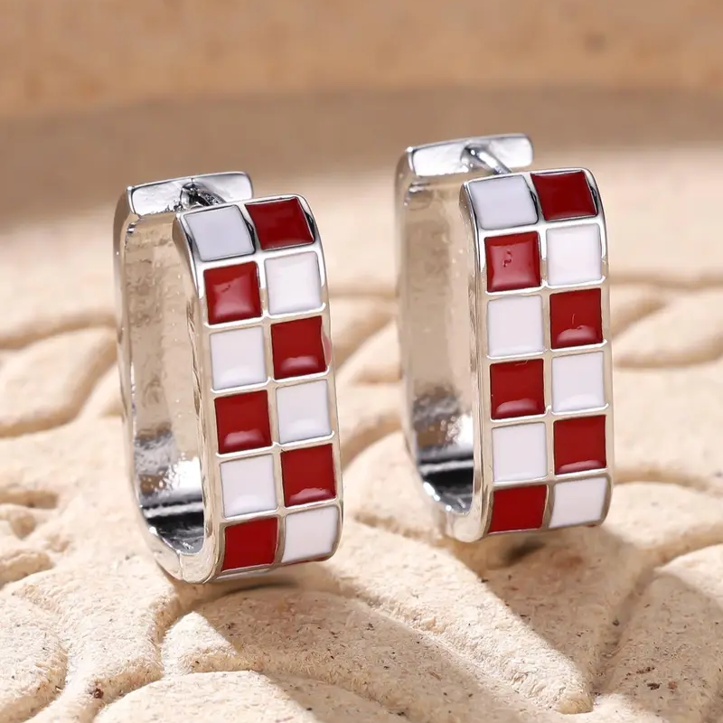 Checkerboard Hoop Earrings