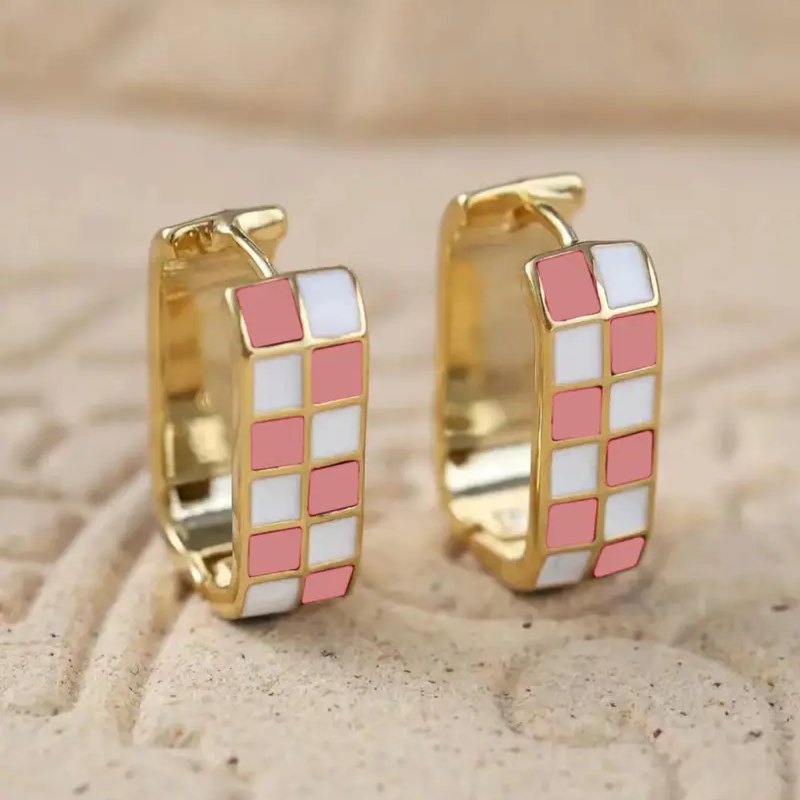 Checkerboard Hoop Earrings