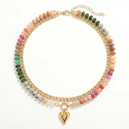 Double Layered Charm Beaded Necklace Set
