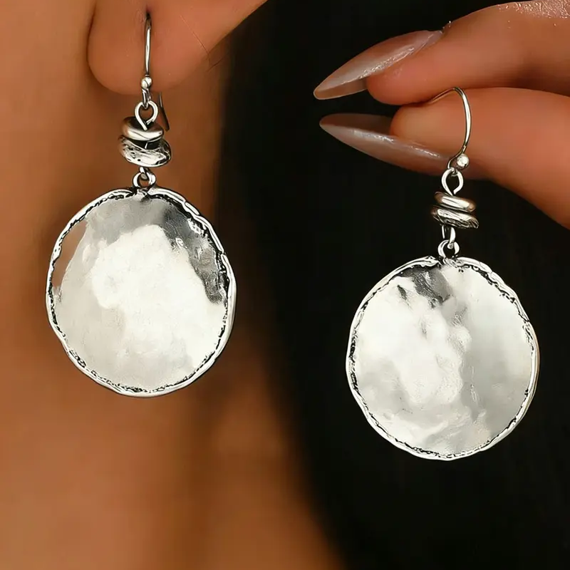 Hammered Coin Pendant Earrings