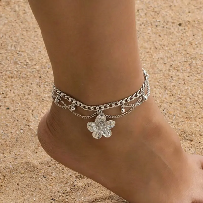 Hibiscus Layered Anklet