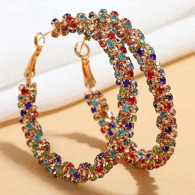 Colorblock Rhinestone Earrings